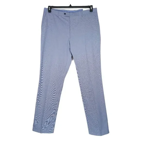 Tommy Hilfiger Mens Modern Fit Dress Pants 38x34 Blue Stretch Cotton Chambray - Picture 2 of 6